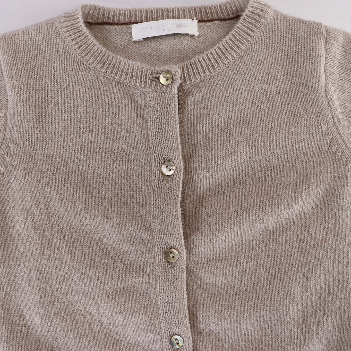 Les Enfantines Luxury Cashmere Ladybug Baby Sweater in Moon Beam