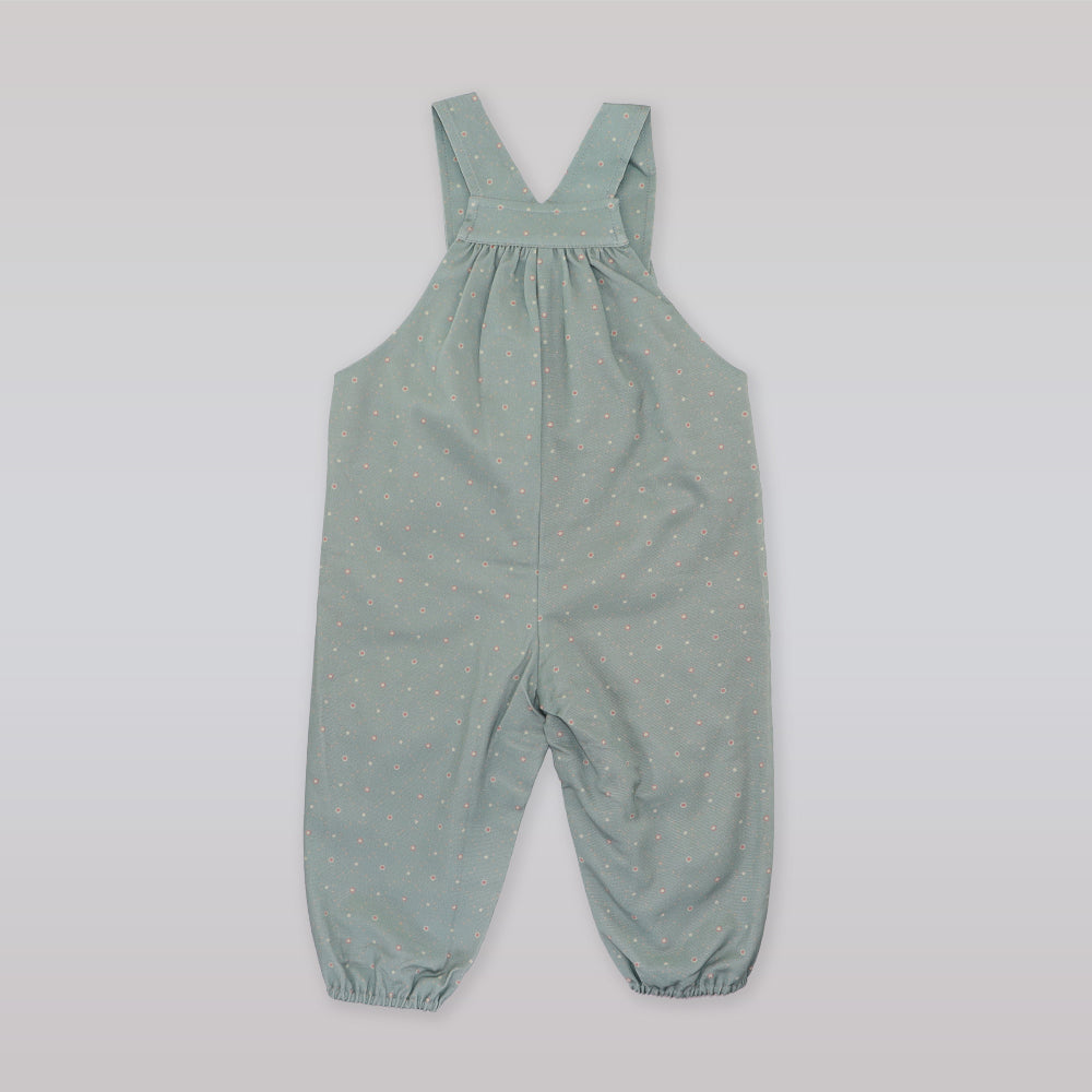 La Stupenderia Ash Green Cotton Baby Girl Dungaree Pinafore Dress