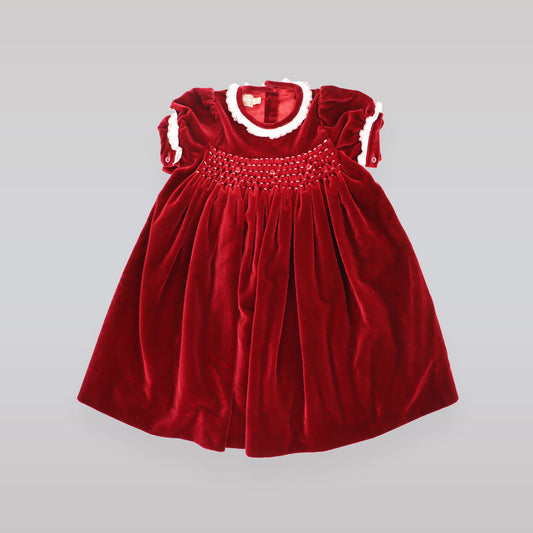 La Stupenderia Girls Elegant Maroon Abia Velvet Party Dress