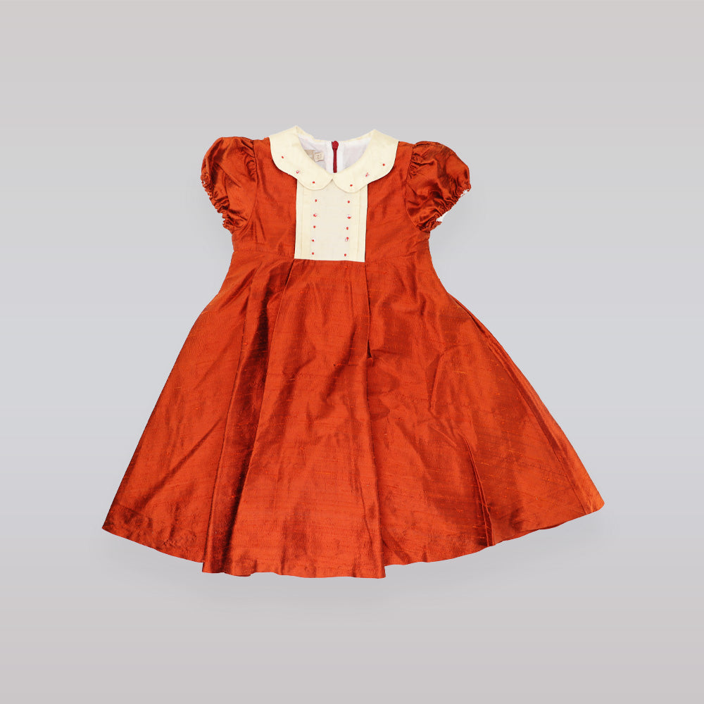 La Stupenderia Baby Boy Dark Orange and Off-White Cotton Set