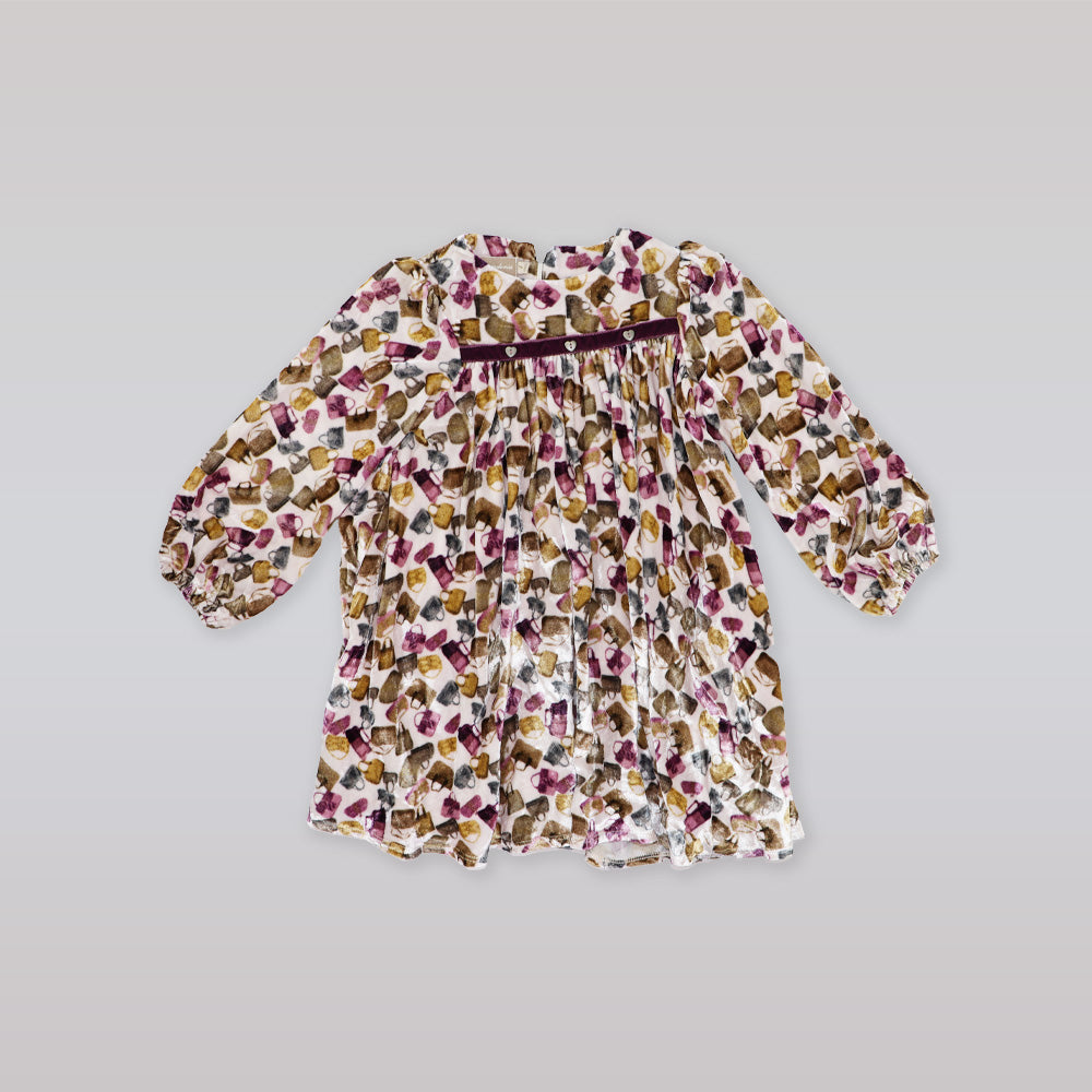 Elegant La Stupenderia Girls Purple and White Abia Designer Dress