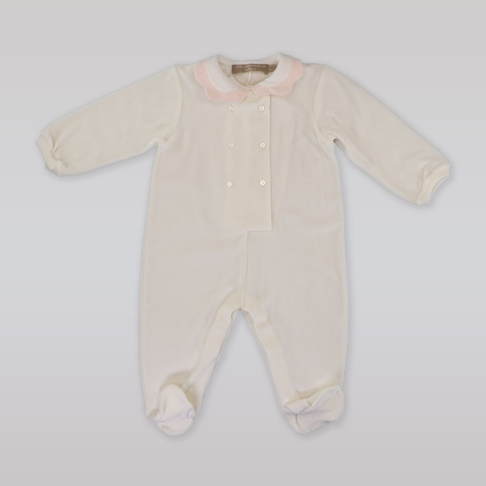 La Stupenderia Baby Ivory and Pink Tuta Overall Jumpsuit Outfit