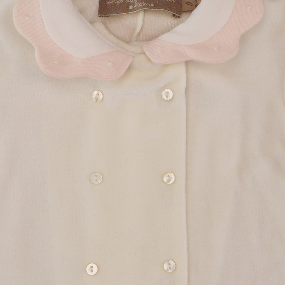 La Stupenderia Baby Ivory and Pink Tuta Overall Jumpsuit Outfit