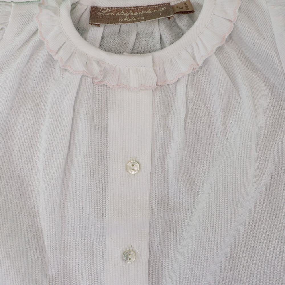 Elegant White and Pink Cotton Cama Shirt by La Stupenderia