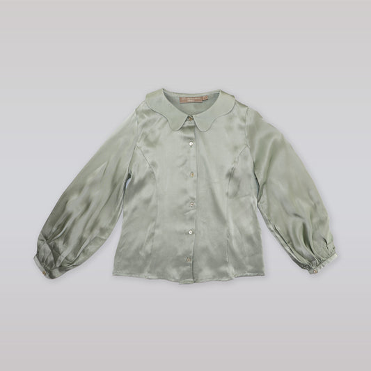 La Stupenderia Boys Luxury White Silk Cama Button Down Shirt