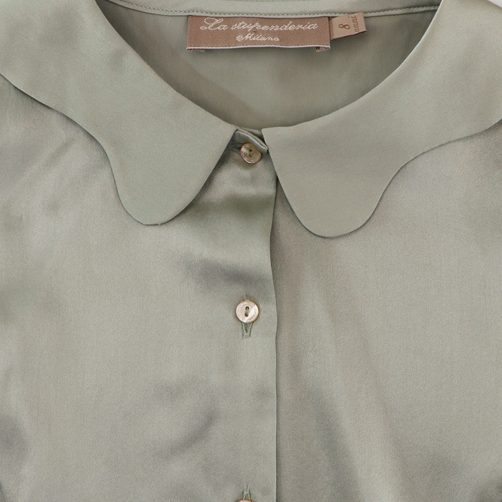 La Stupenderia Boys Luxury White Silk Cama Button Down Shirt