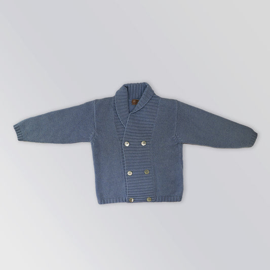 Elegant La Stupenderia Space Grey Knitted Button-Up Cardigan for Kids