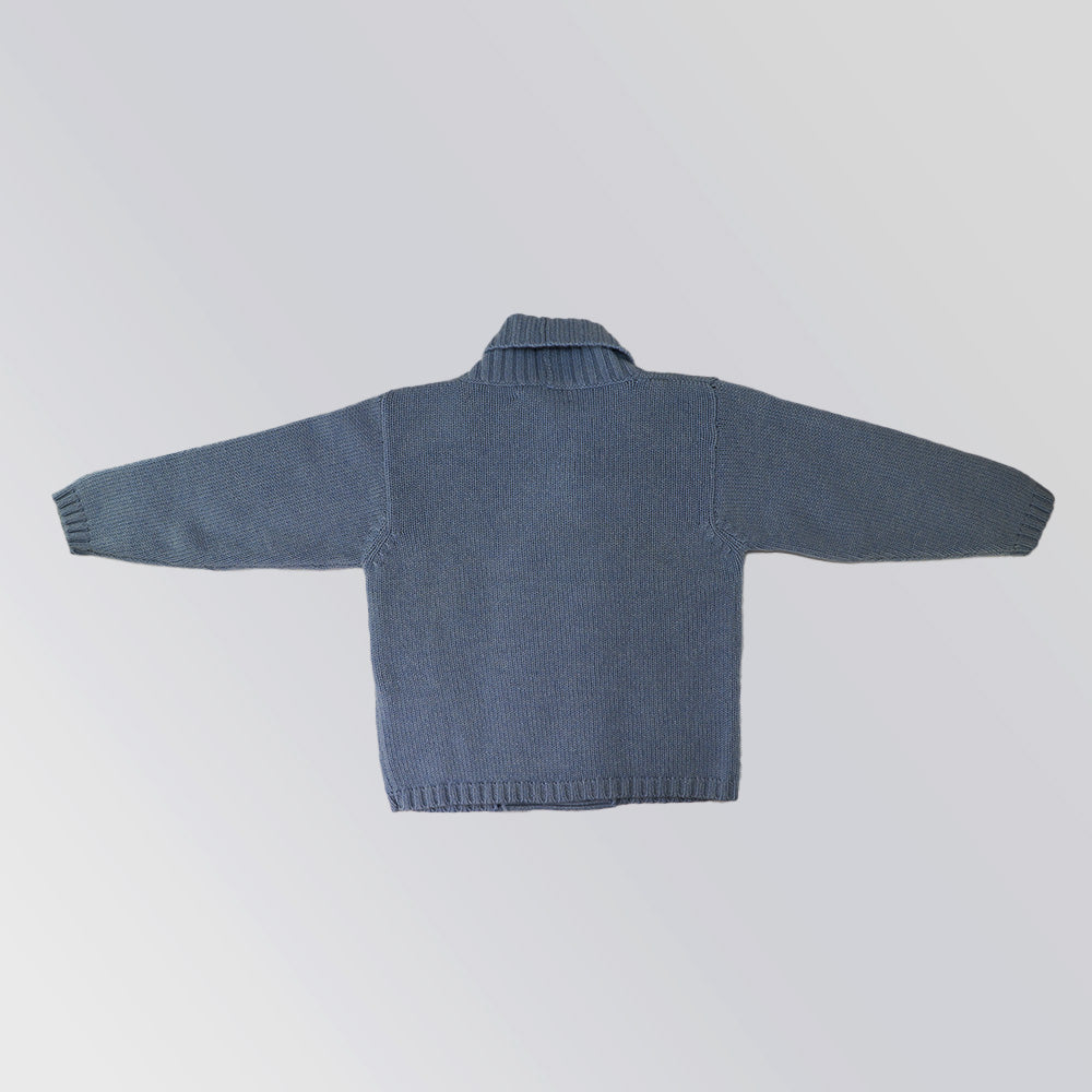 Elegant La Stupenderia Space Grey Knitted Button-Up Cardigan for Kids