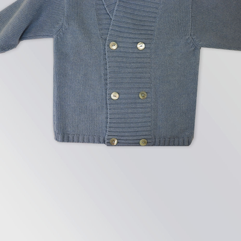 Elegant La Stupenderia Space Grey Knitted Button-Up Cardigan for Kids