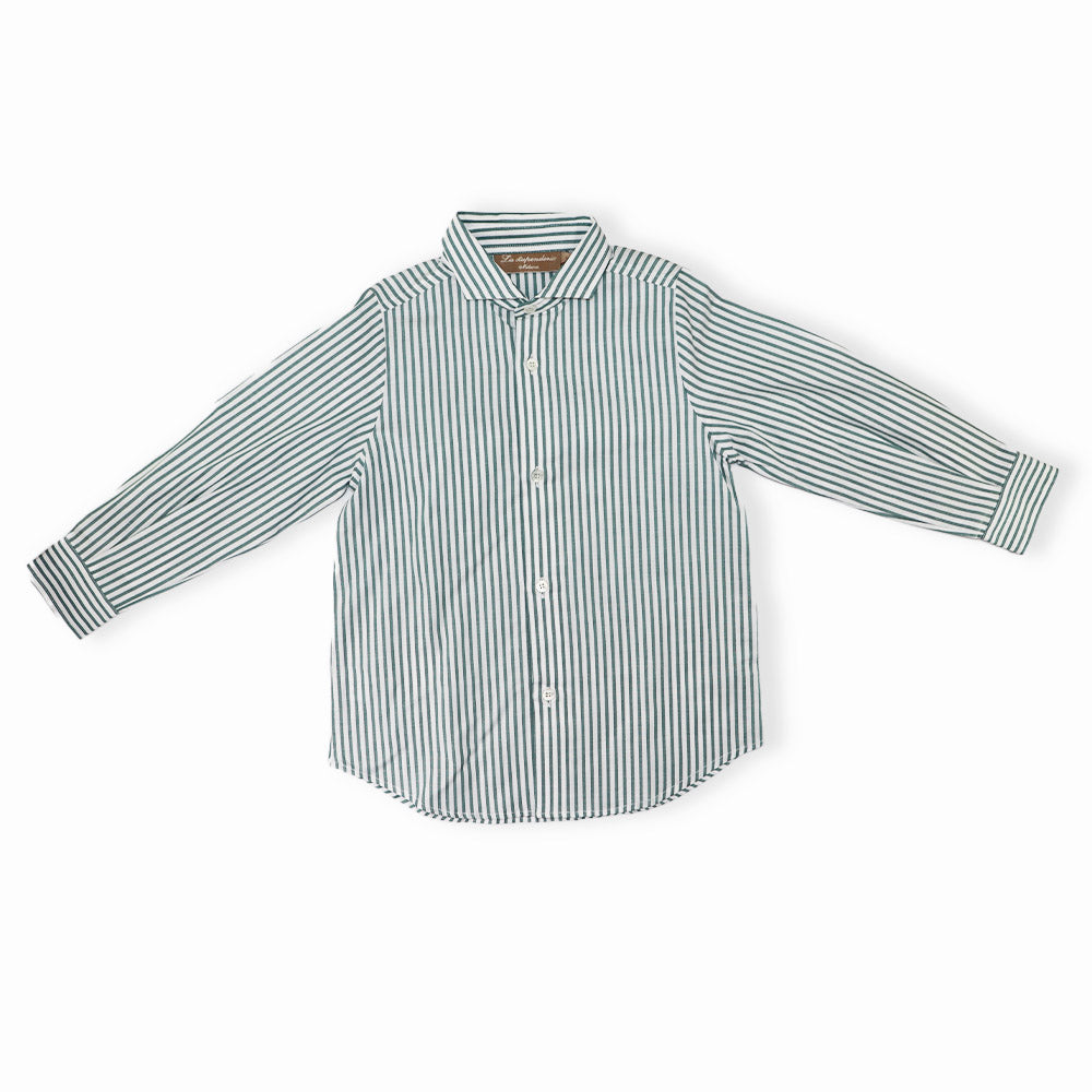 La Stupenderia Boys Green Camo and Striped Cotton Shirt