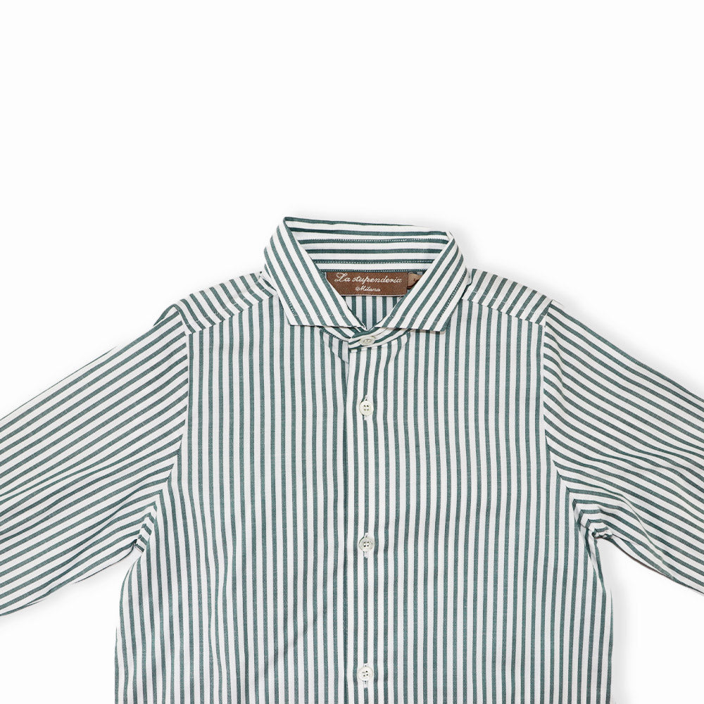 La Stupenderia Boys Green Camo and Striped Cotton Shirt