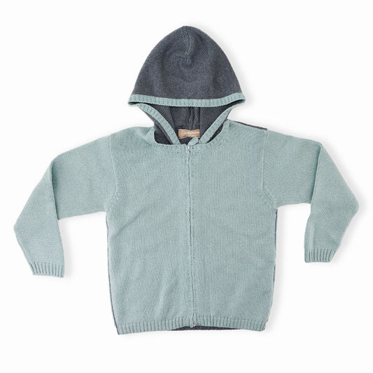 Elegant La Stupenderia Green Knit Cardigan with Contrast White Trim