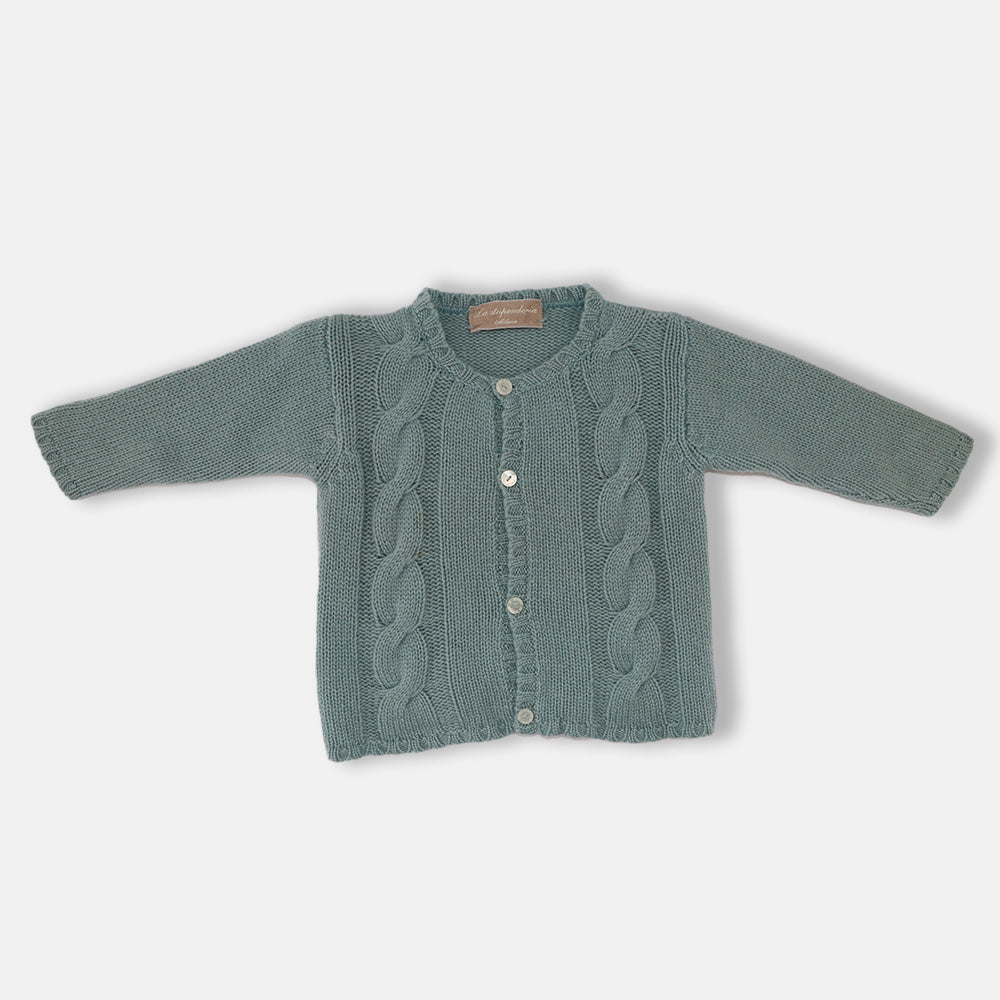 La Stupenderia Luxury Green Knit Cardigan for Toddlers and Kids