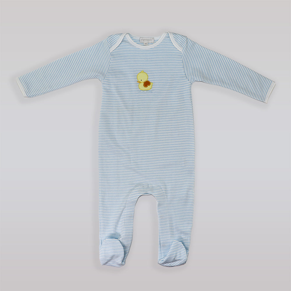 Magnolia Baby Soft Cotton Blue Duck Applique Bubble Romper