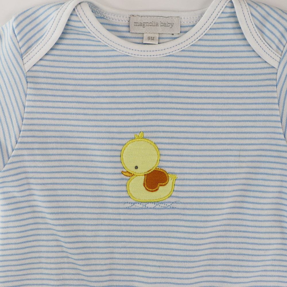 Magnolia Baby Soft Cotton Blue Duck Applique Bubble Romper