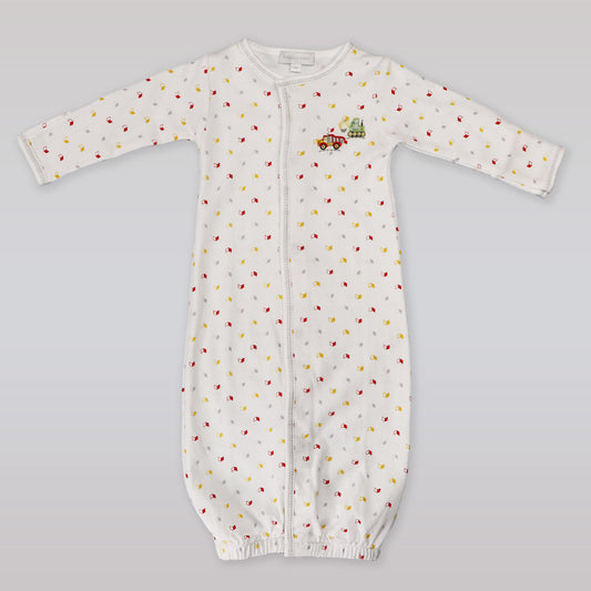 Magnolia Baby Construction Vehicle Print Pima Cotton Zipper Baby Footie