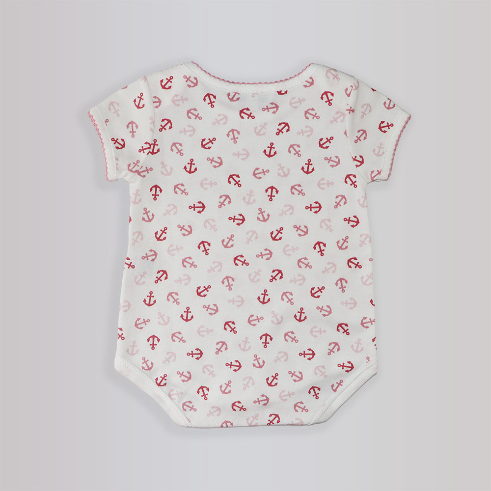 Magnolia Baby Anchors Away Pink Cotton Baby Footie Romper