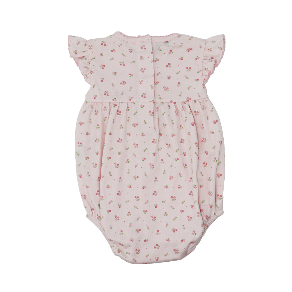 Magnolia Baby Little Lamb Smocked Pink White Cotton Baby Romper