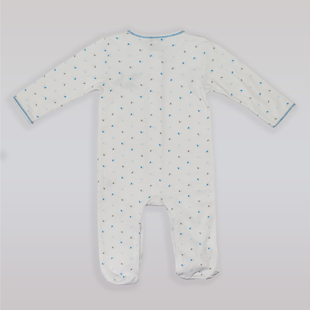 Magnolia Baby Dino Mite Blue Embroidered Pima Cotton Footie