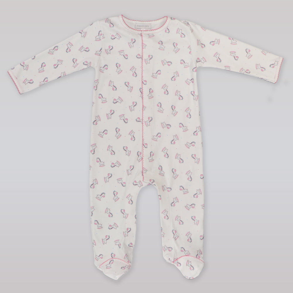 Magnolia Baby Soft Pima Cotton Zany Zebra Print Footie