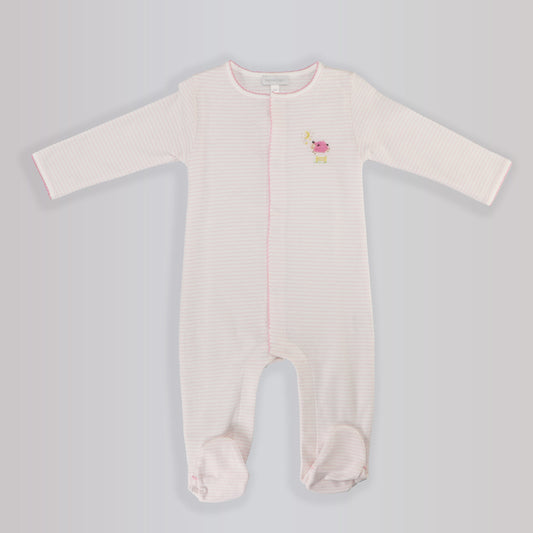 Magnolia Baby Blue Counting Sheep Embroidered Cotton Baby Footie