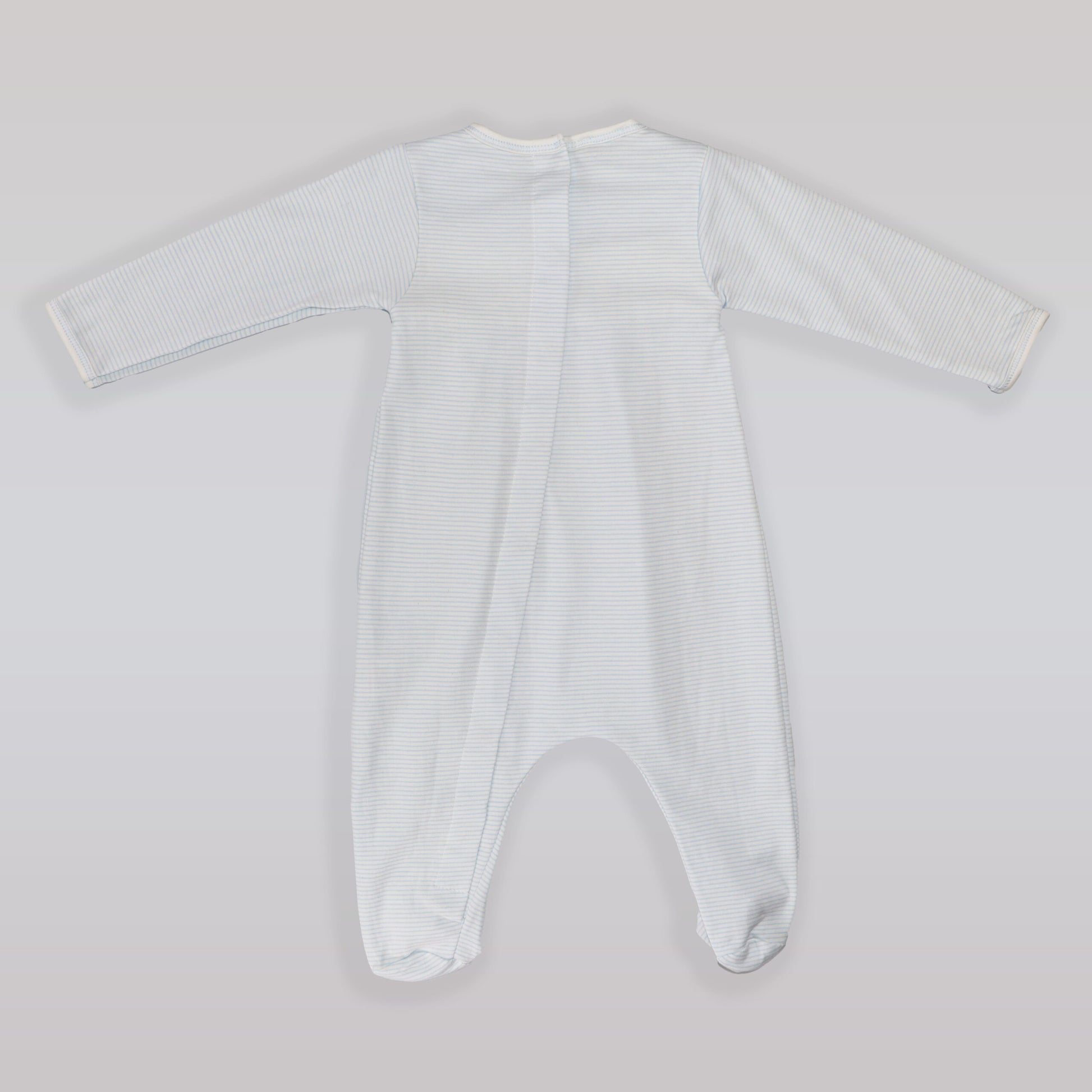 Magnolia Baby Blue Striped Smocked Pima Cotton Baby Footie
