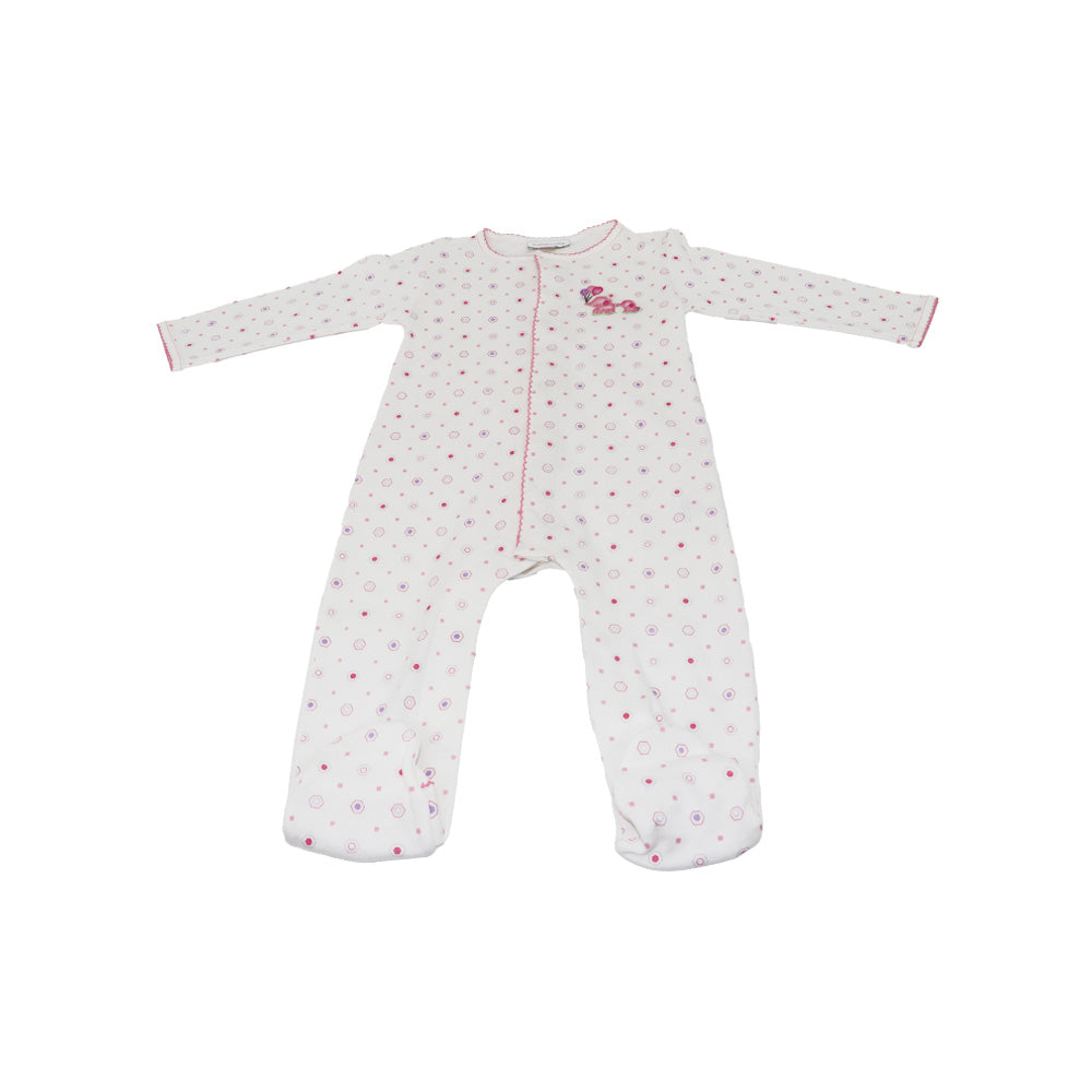 Magnolia Baby Sweet Love White Embroidered Footie Infant Pajamas