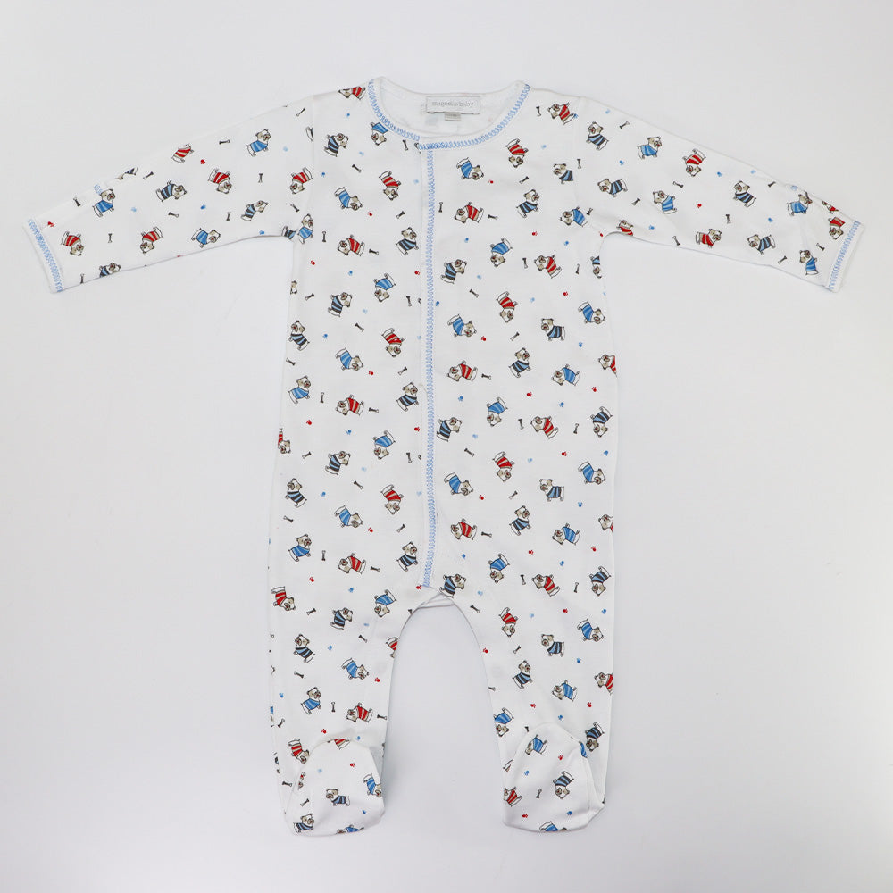 Magnolia Baby Billy Bulldog Print Pima Cotton Footie Romper