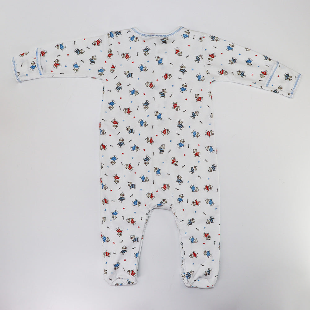 Magnolia Baby Billy Bulldog Embroidered Pima Cotton Footie Sleepsuit