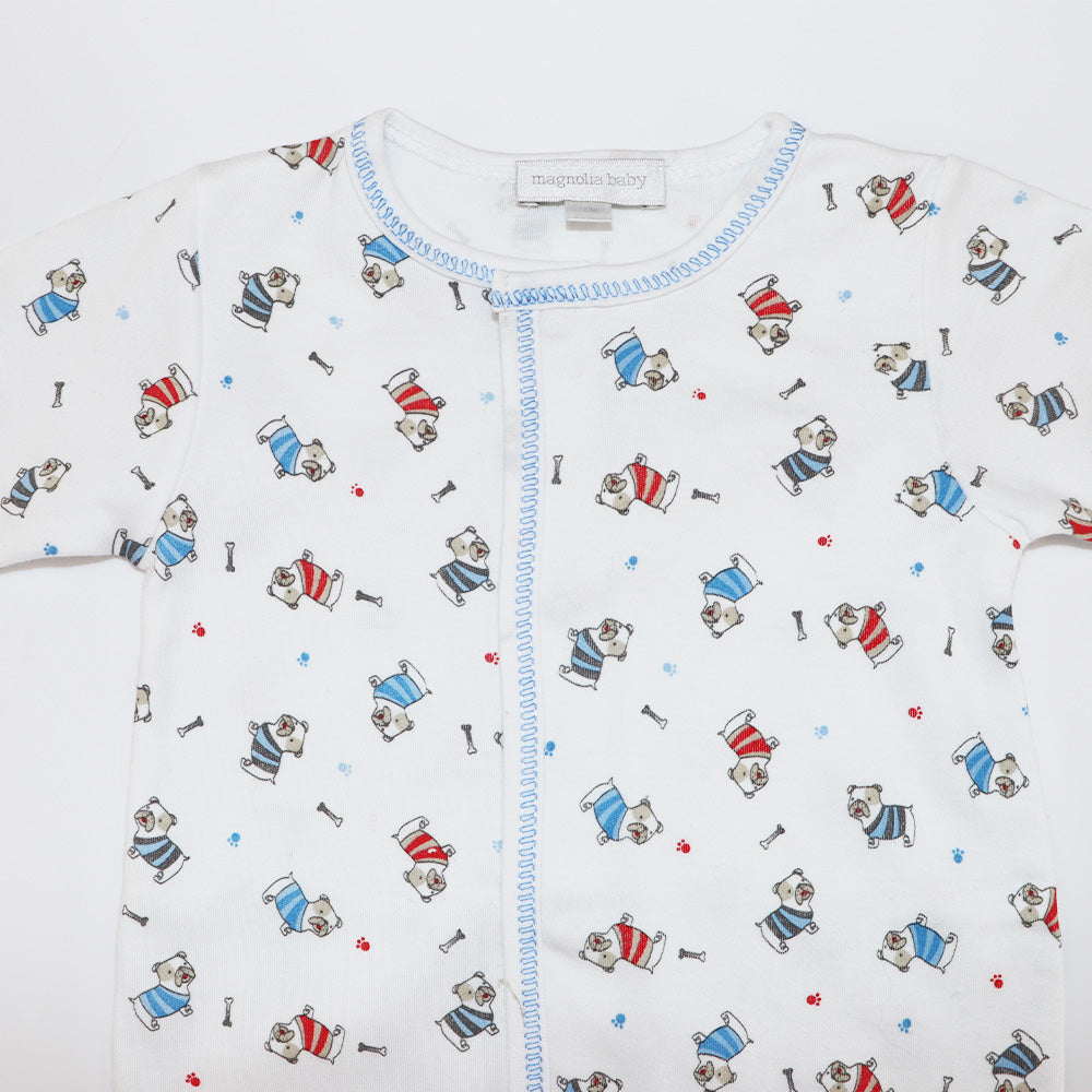 Magnolia Baby Billy Bulldog Embroidered Pima Cotton Footie Sleepsuit