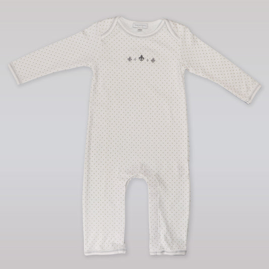 Magnolia Baby Fleur de Lis Long Sleeve Pima Cotton Romper