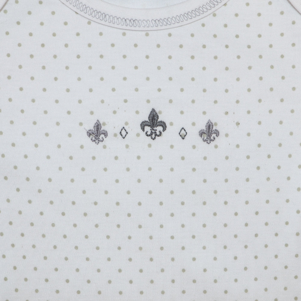 Magnolia Baby Fleur de Lis Long Sleeve Pima Cotton Romper
