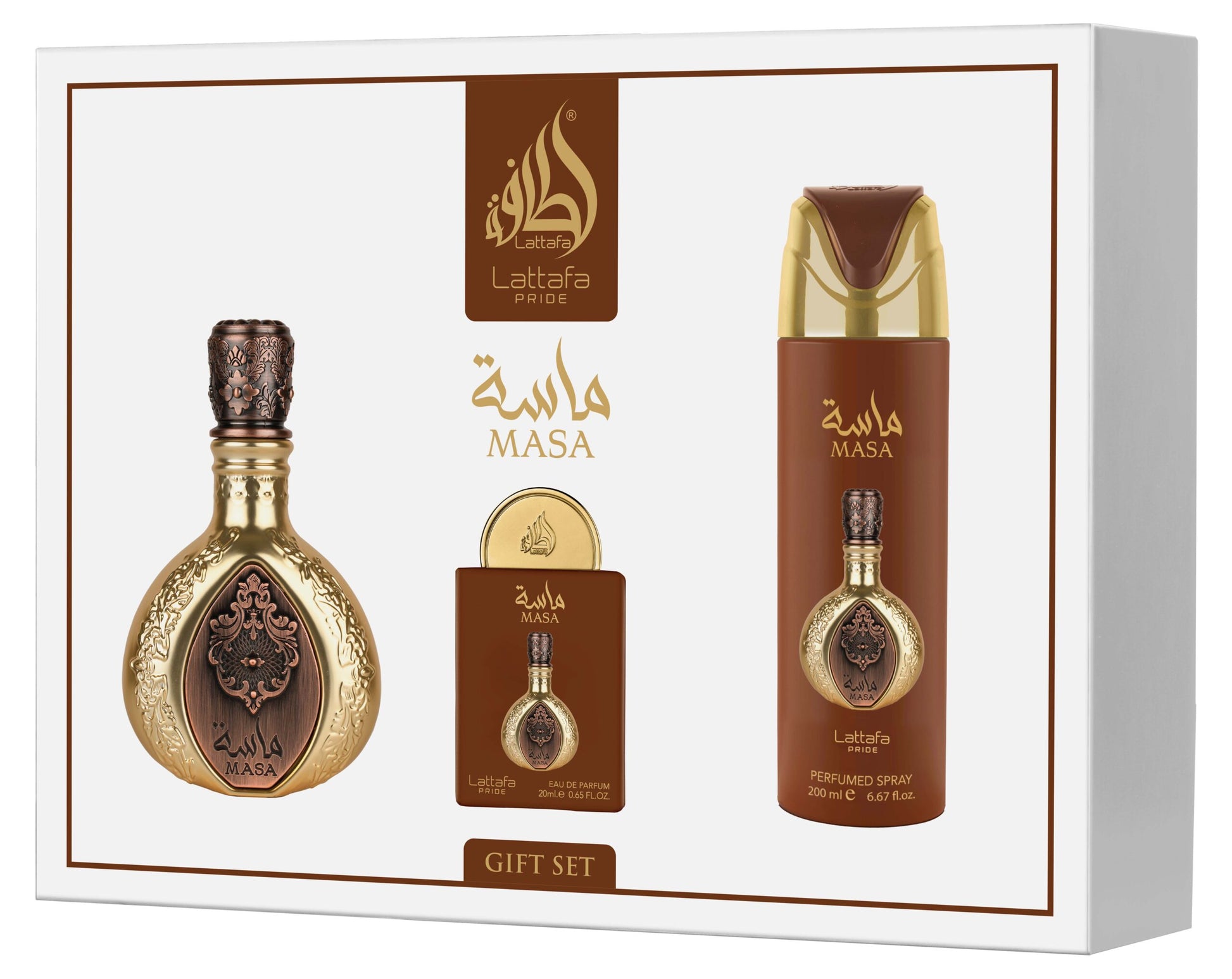 Lattafa Pride Masa Luxury Three Piece Fragrance Gift Set