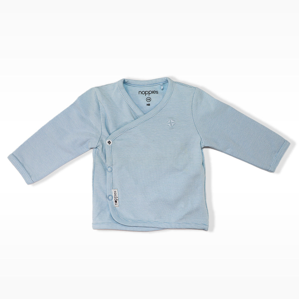 Noppies Baby Organic Cotton Light Blue Long Sleeve Wrap Shirt