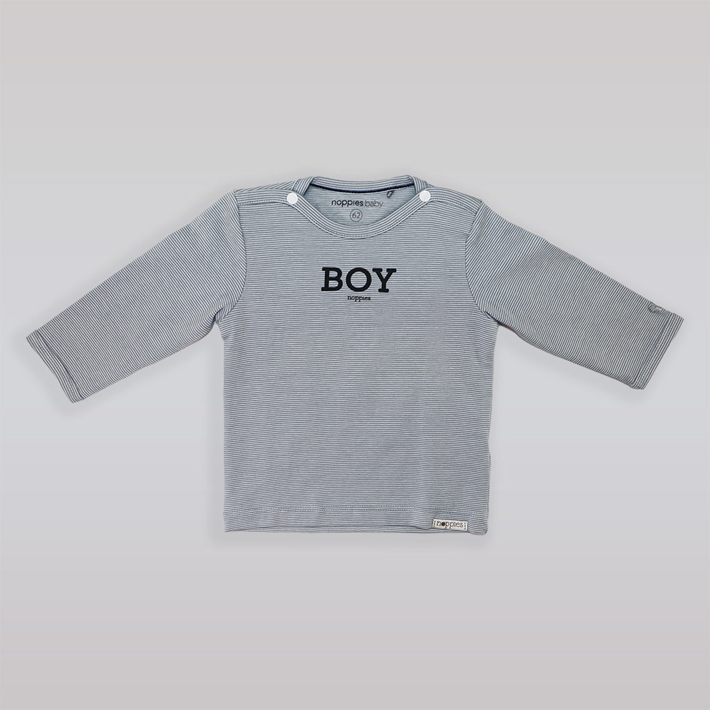 Noppies Baby Soft Organic Cotton Grey Blue Long Sleeve Top