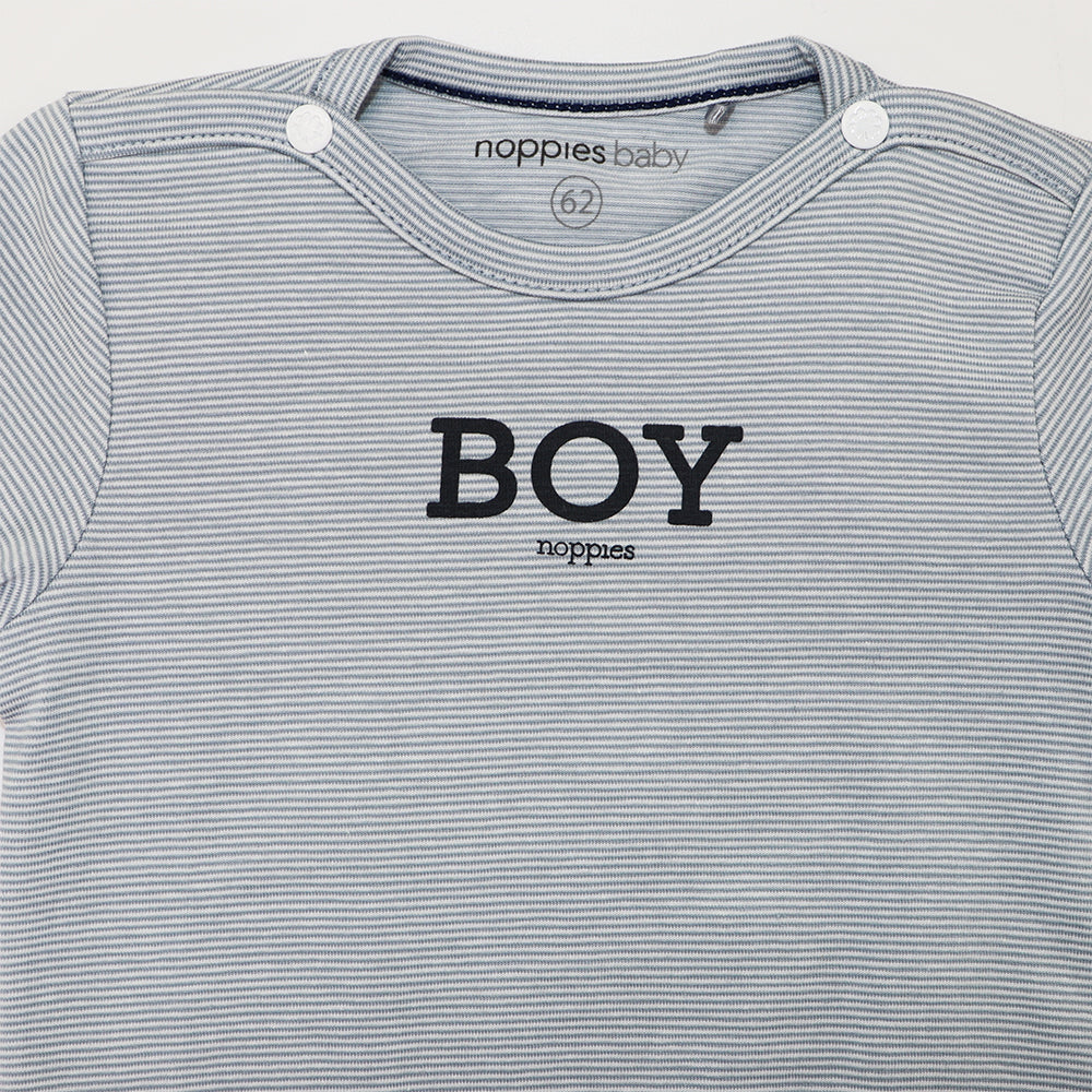 Magnolia Baby Soft Grey Blue Cotton Infant Footed Romper Pajamas