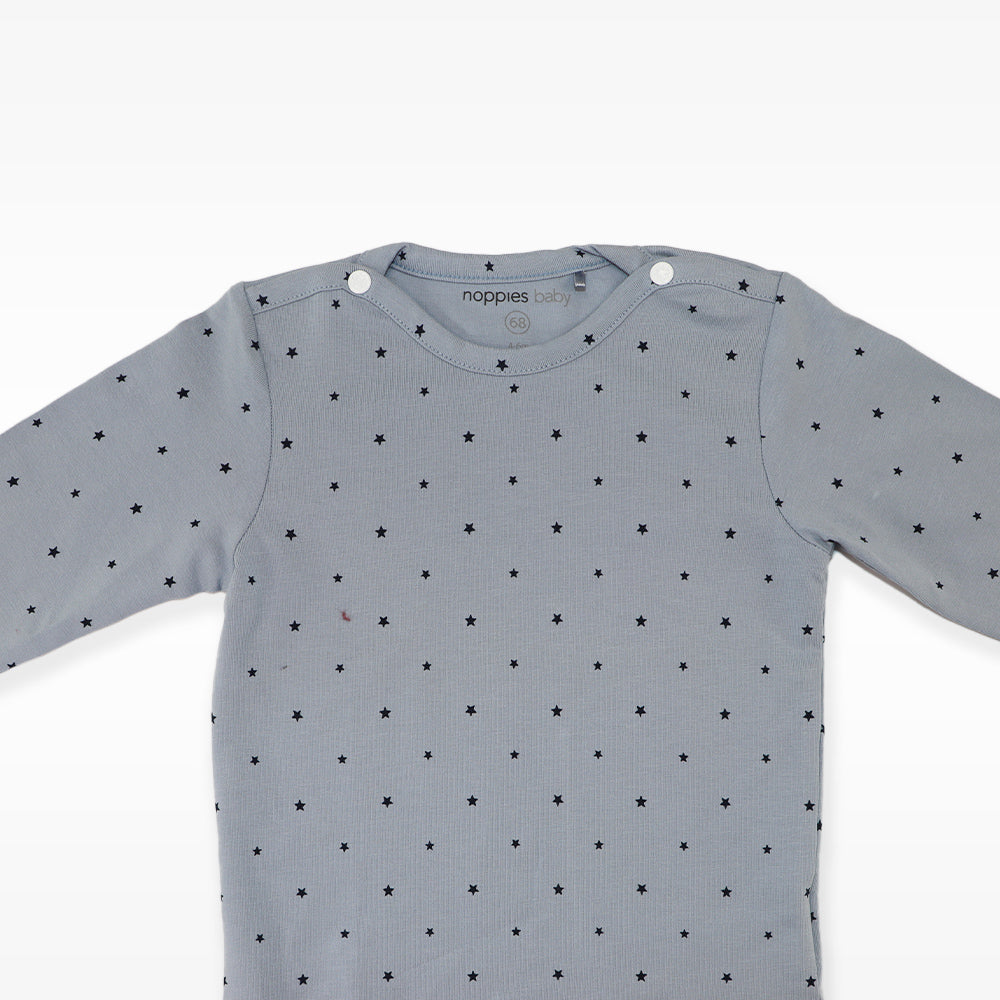 Noppies Baby Grey Blue NOP Long Sleeve Soft Cotton Bodysuit