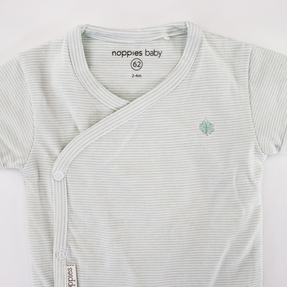 Noppies Baby Grey Mint Long Sleeve Soft Cotton Newborn Romper
