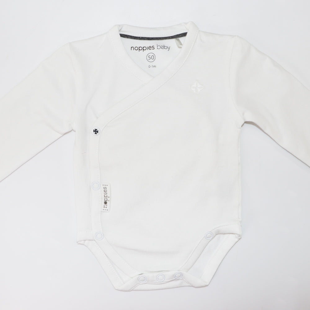 Soft Noppies Baby White Long Sleeve Crossover Wrap Bodysuit