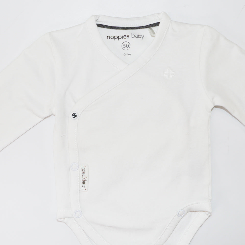 Soft Noppies Baby White Long Sleeve Crossover Wrap Bodysuit