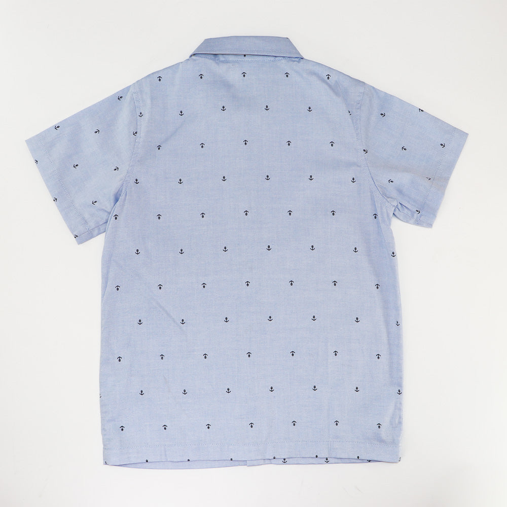 Rachel Riley Boys Blue Oxford Anchor Shirt Premium Cotton Top