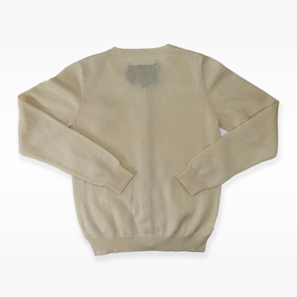 Elegant Pale Cloud Bloom Knit Cardigan in Ecru Ivory Finish
