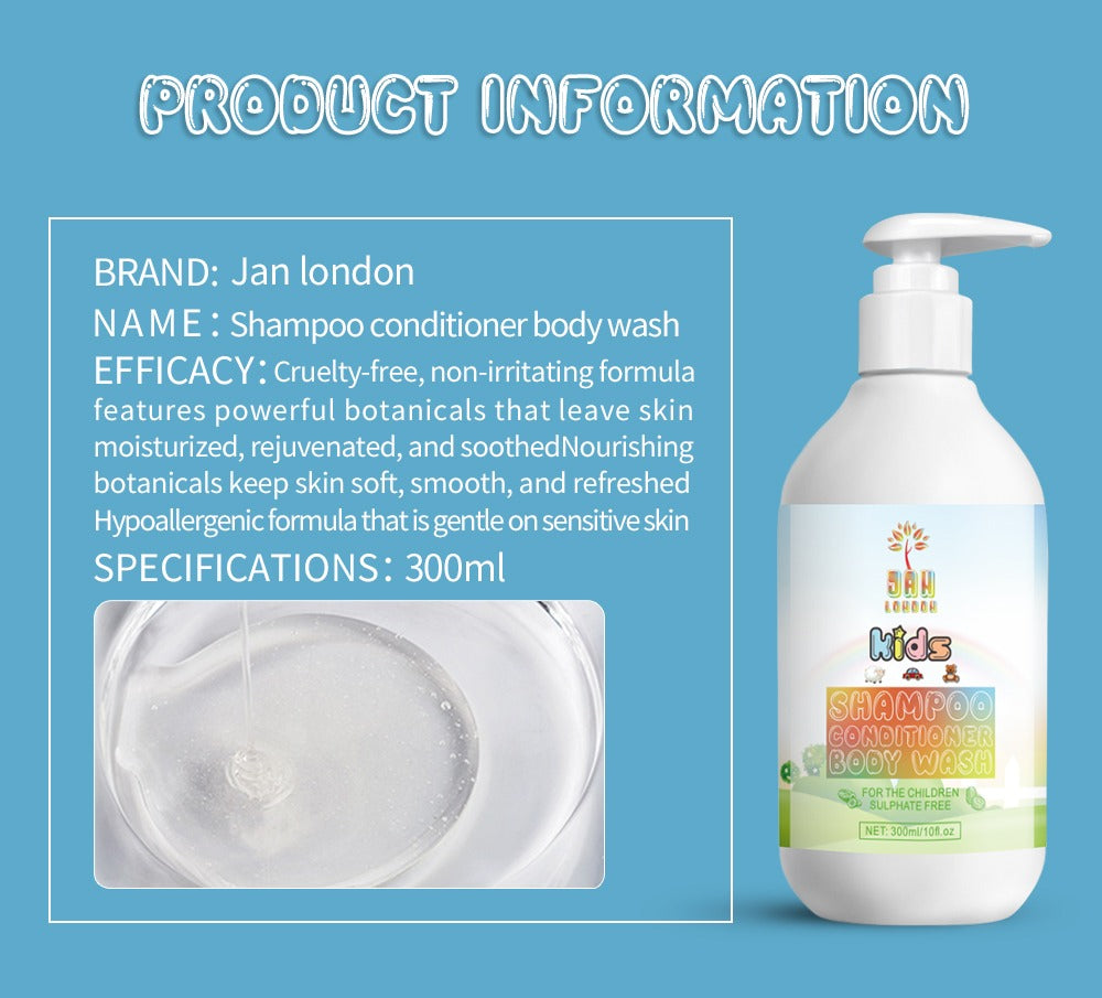 Jan London Kids 3-in-1 Hypoallergenic Shampoo Conditioner and Body Wash