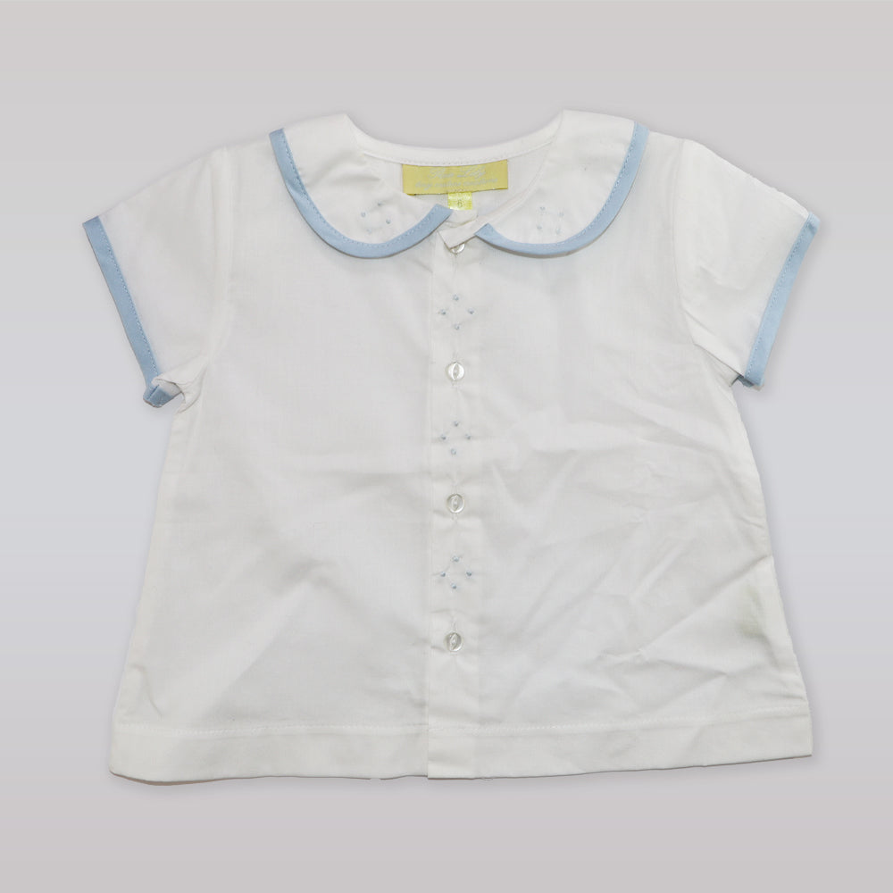 Pixie Lily Blue Trimmed Boy's Cotton Diaper Set 6 Months