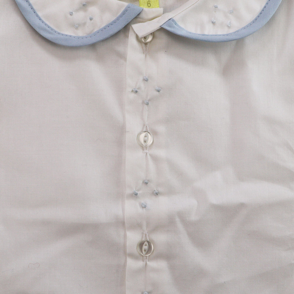 Pixie Lily Blue Trimmed Boy's Cotton Diaper Set 6 Months