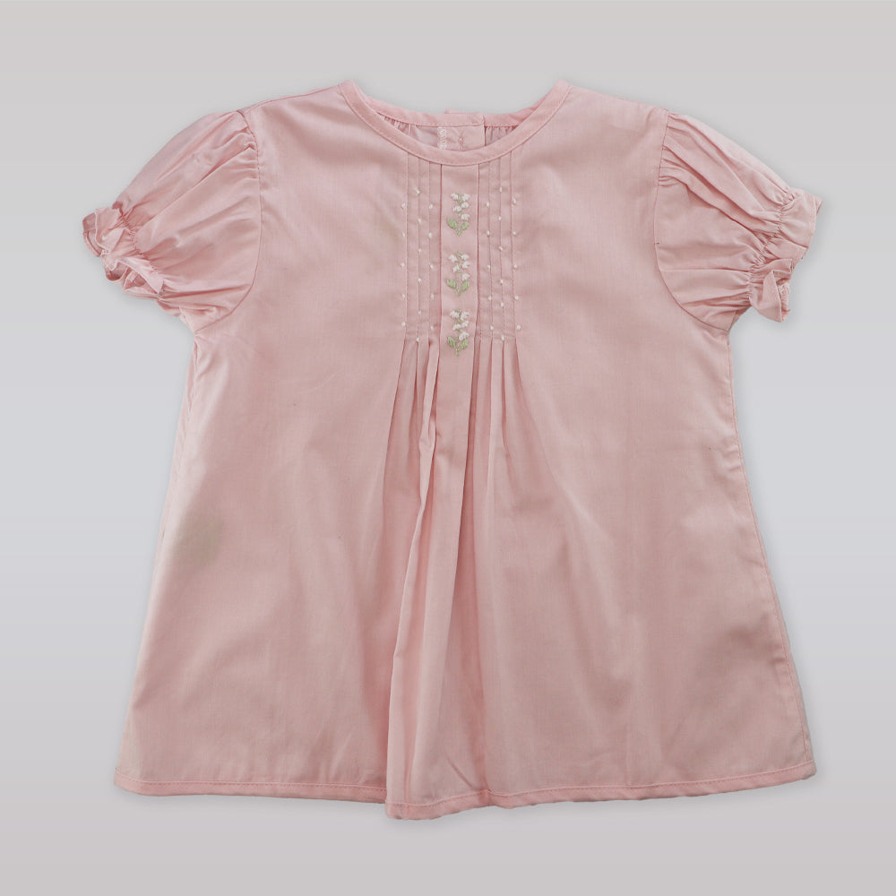 Elegant Pixie Lily Pink Cotton Baby Dress and Bloomer Set