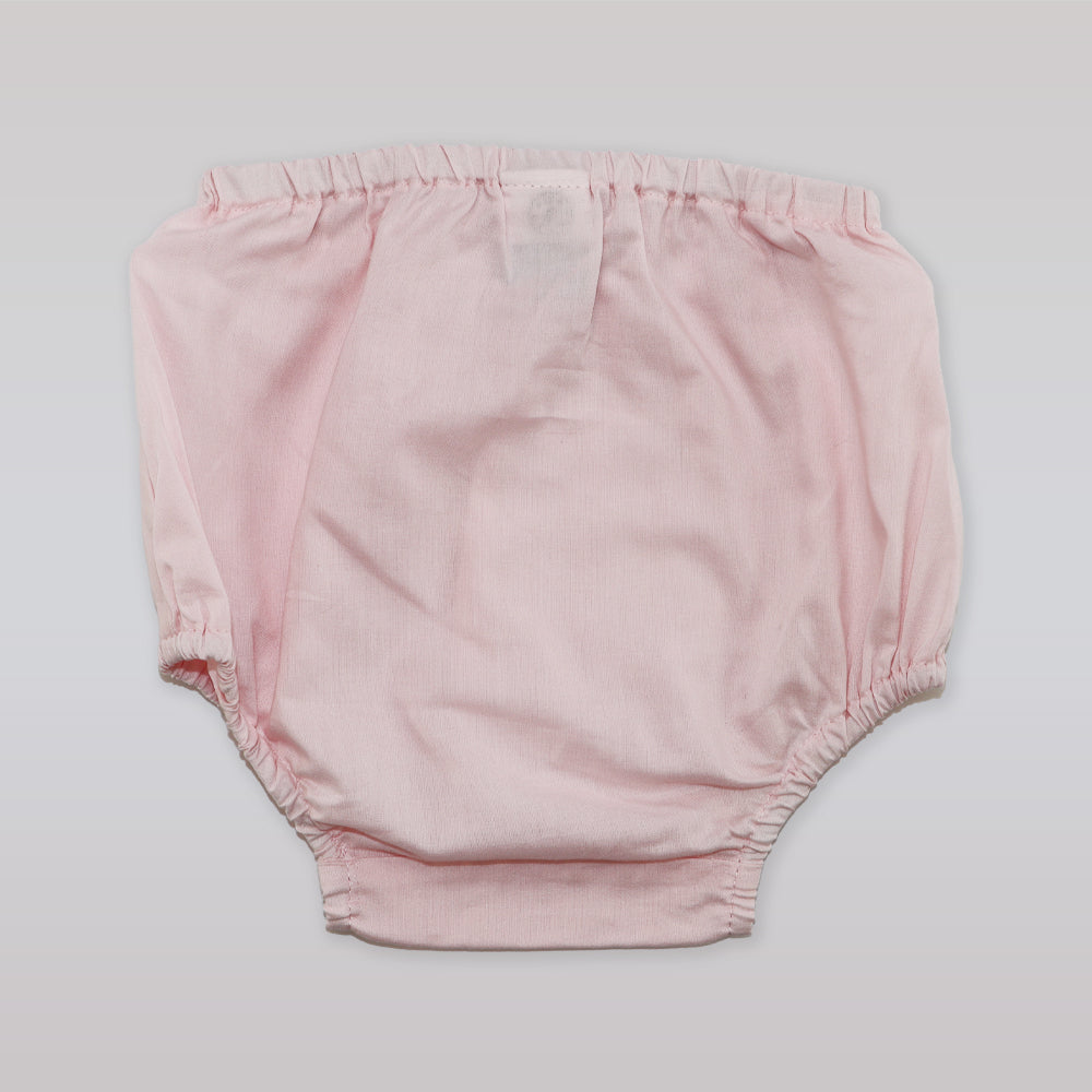 Elegant Pixie Lily Pink Cotton Baby Dress and Bloomer Set