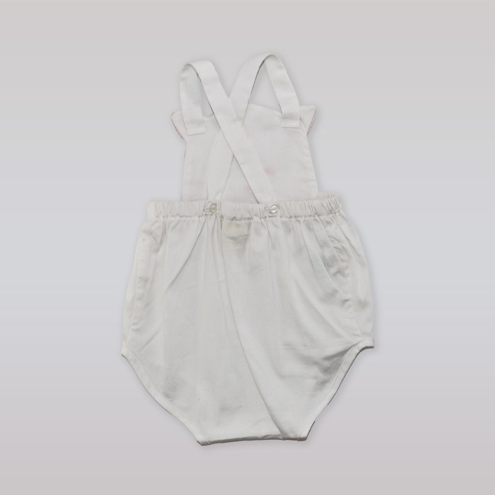 Pixie Lily White and Pink Kitty Print Cotton Baby Sunsuit