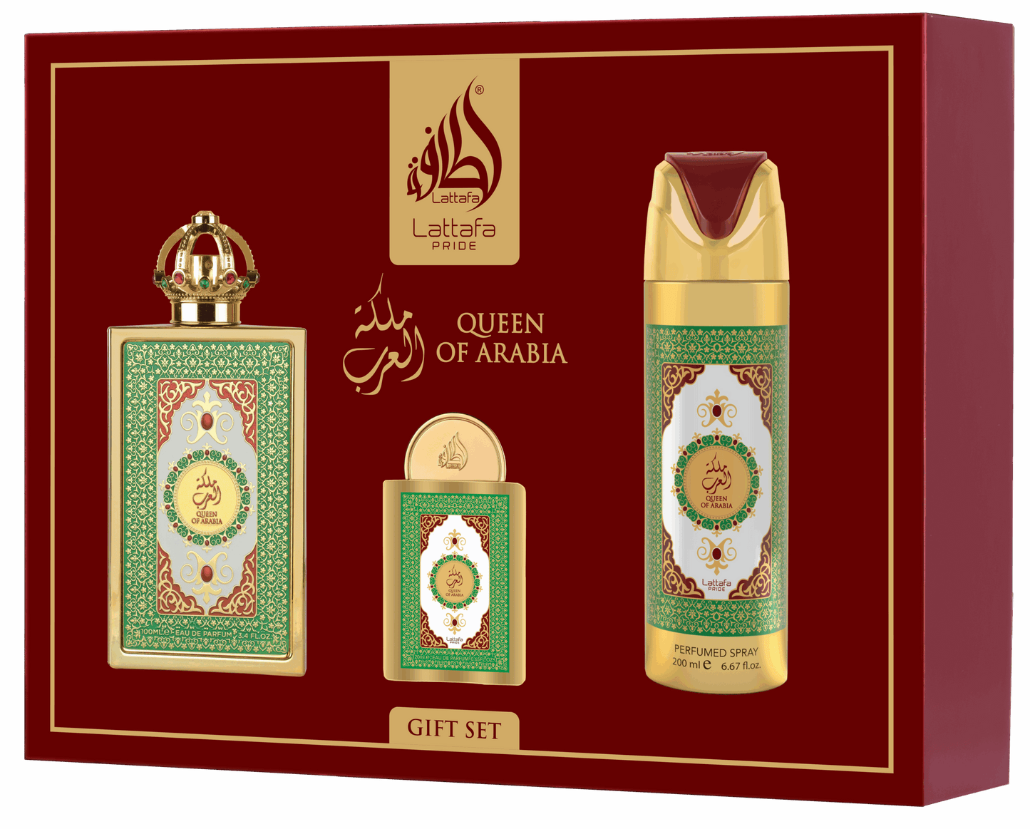 Lattafa Pride Queen of Arabia Luxury 3 Piece Fragrance Gift Set