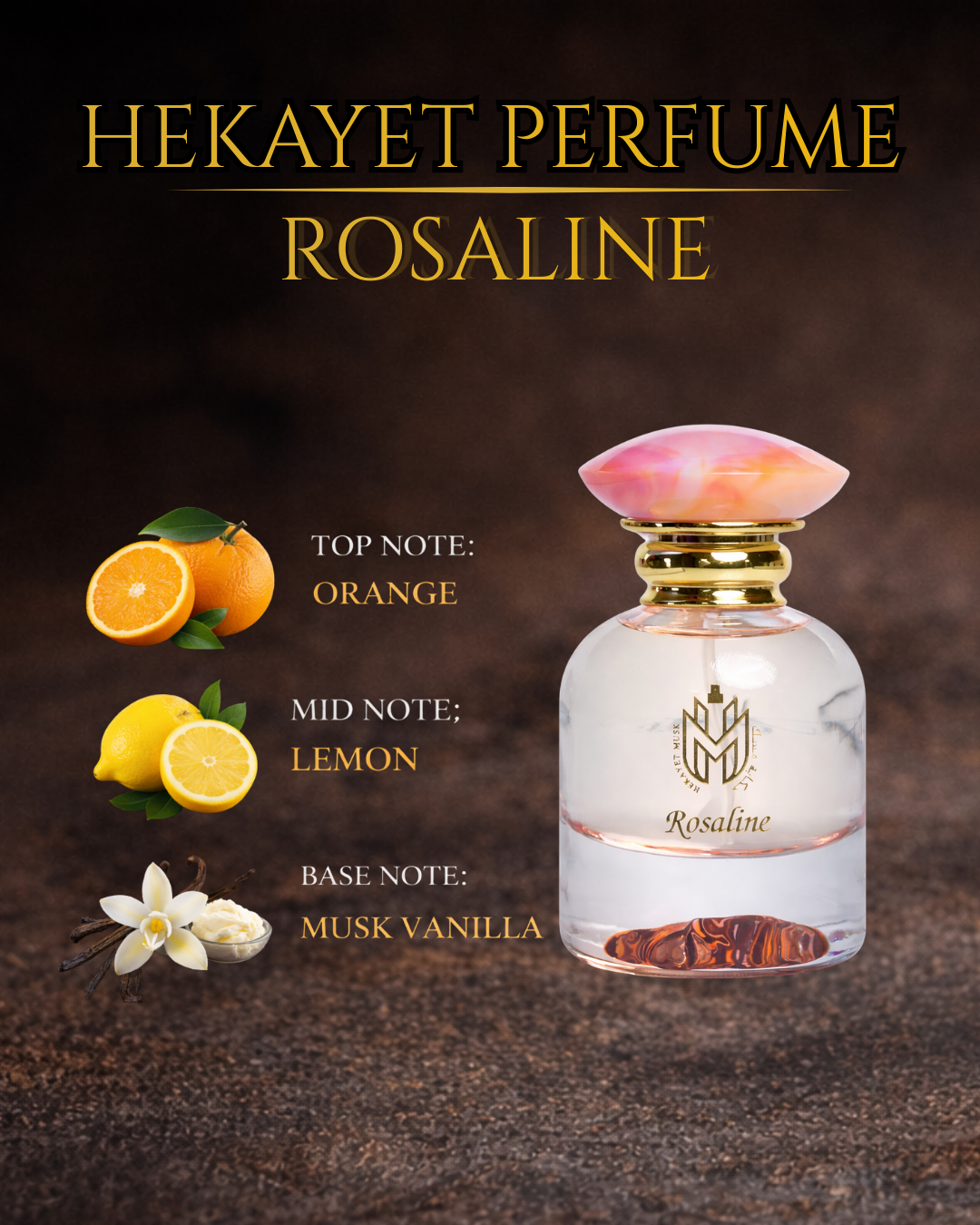 Hekayet Rosaline Eau de Parfum 60ml – Citrus Musk Vanilla Unisex Perfume | Long Lasting Fresh Luxury Fragrance